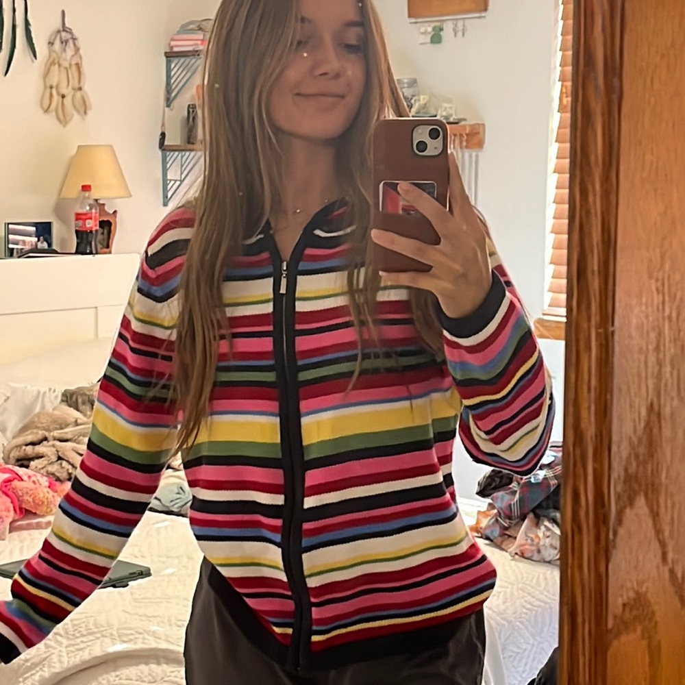 Crazy Horse Liz Claiborne knit sweater jacket with hood
